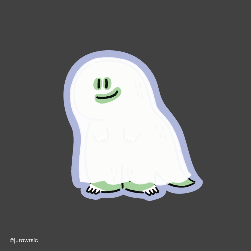 Jurawrsic Halloween Dinosaur PVC Waterproof Die-Cut Sticker 4.7×5.1 cm | Ghost Costume Cute Illustration