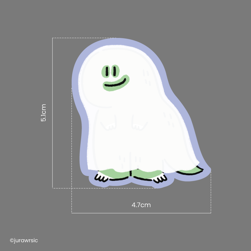 Jurawrsic Halloween Dinosaur PVC Waterproof Die-Cut Sticker 4.7×5.1 cm | Ghost Costume Cute Illustration