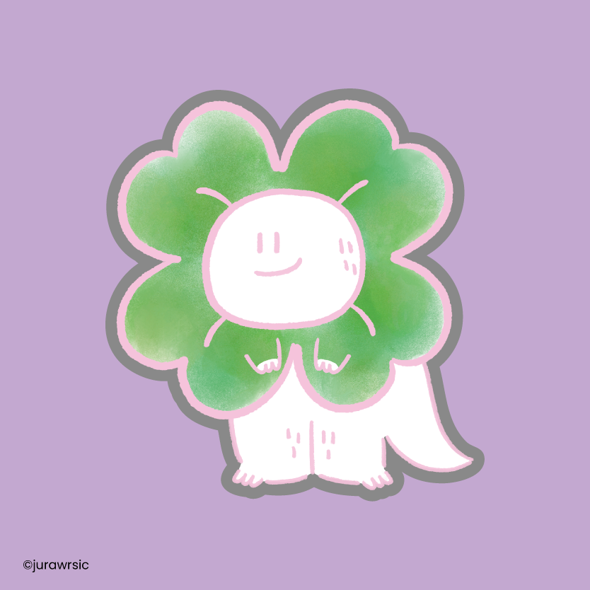 Jurawrsic Clover Dinosaur Die-Cut Sticker | Good Luck Costume Illustration | Waterproof PVC 6.5×6cm