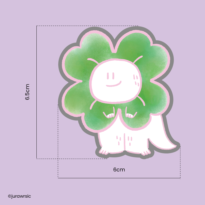 Jurawrsic Clover Dinosaur Die-Cut Sticker | Good Luck Costume Illustration | Waterproof PVC 6.5×6cm