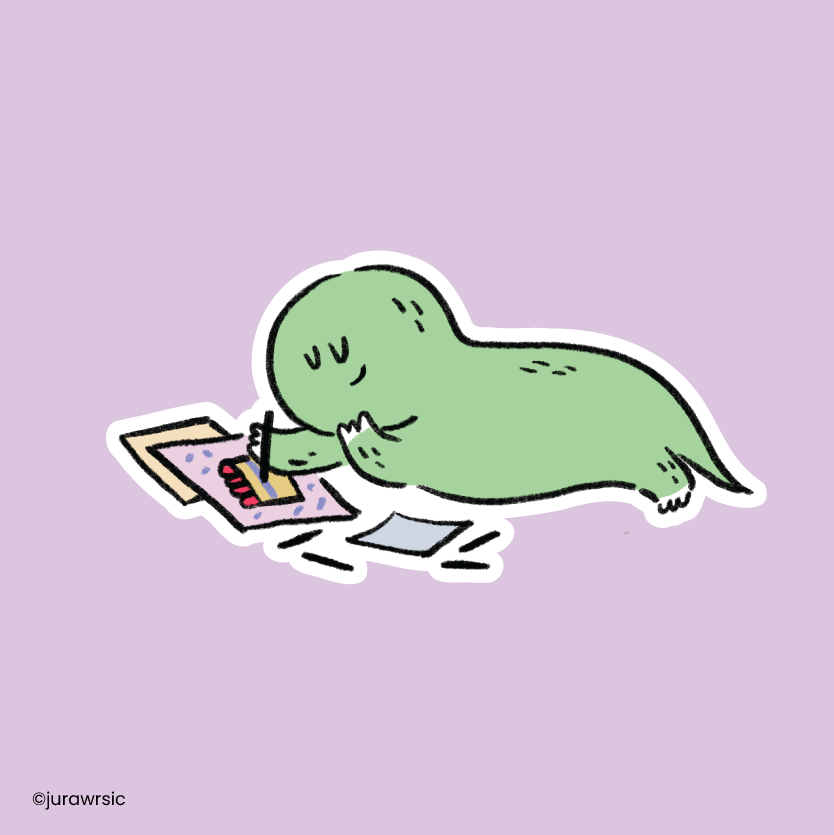 Jurawrsic Birthday Dinosaur Die-Cut Sticker | Greeting Card Cake Illustration | Waterproof PVC 8.4×4.3cm