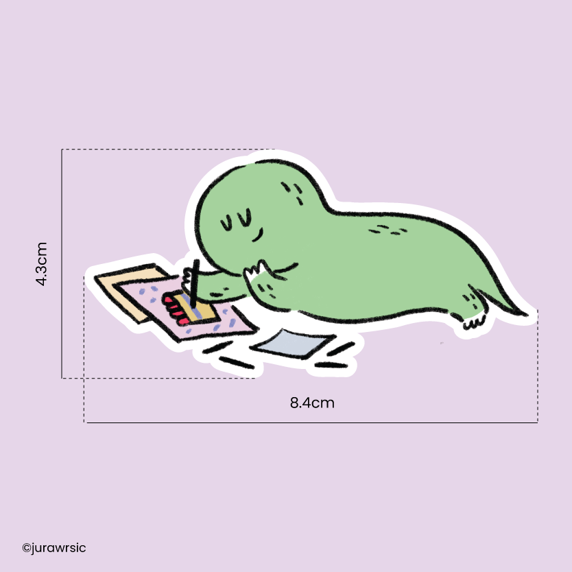 Jurawrsic Birthday Dinosaur Die-Cut Sticker | Greeting Card Cake Illustration | Waterproof PVC 8.4×4.3cm