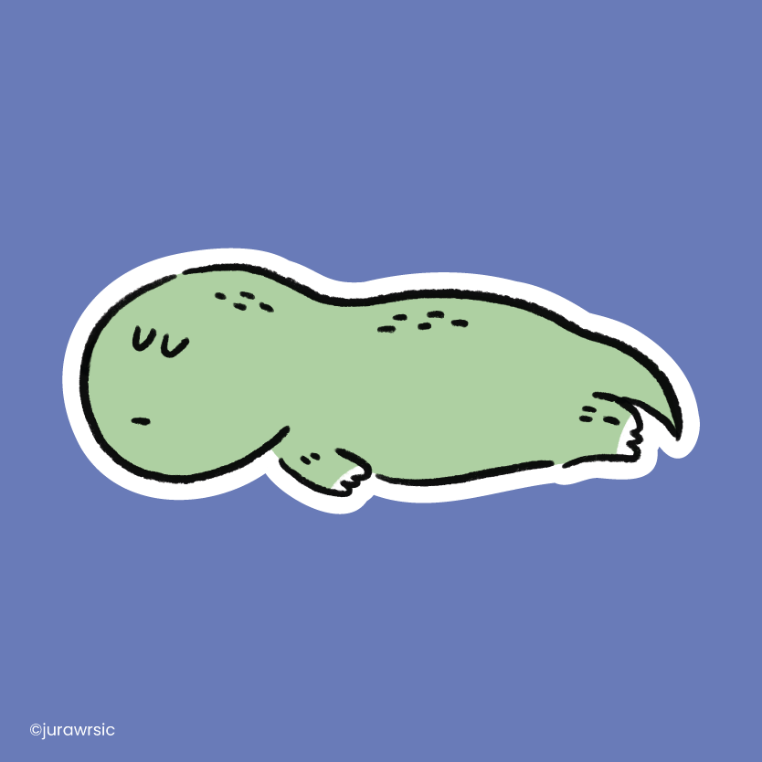 Jurawrsic Sleeping Dinosaur Die-Cut Sticker | Cozy Belly-Down Rest Illustration | Waterproof PVC 7.2×3cm