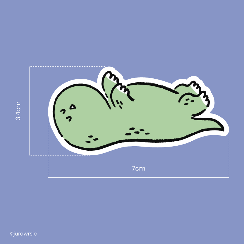 Jurawrsic Sleeping Dinosaur Die-Cut Sticker | Cozy Dog-Style Sleeping Pose | Waterproof PVC 7×3.4cm