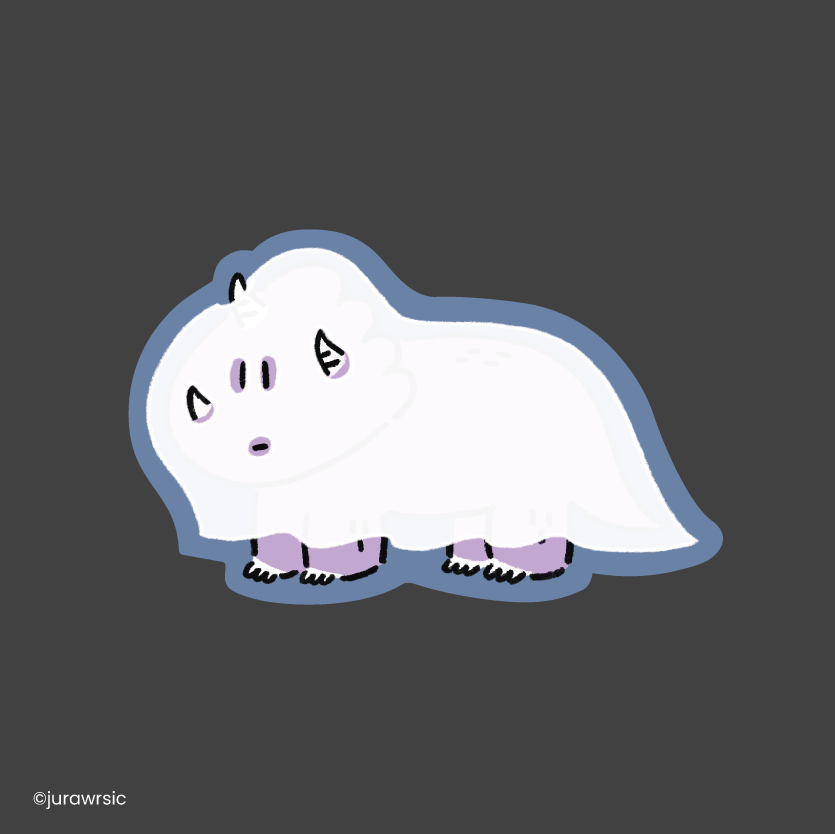 Jurawrsic Halloween Triceratops Ghost Die-Cut Sticker | Cute Dinosaur Costume | Waterproof PVC 3.9×6.3cm