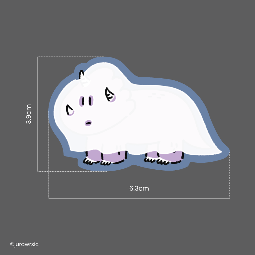Jurawrsic Halloween Triceratops Ghost Die-Cut Sticker | Cute Dinosaur Costume | Waterproof PVC 3.9×6.3cm