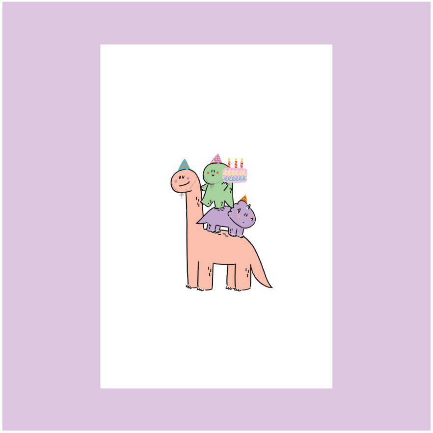 Jurawrsic Birthday Postcard | Celebration with Friends | Gift for Friends, Wishing