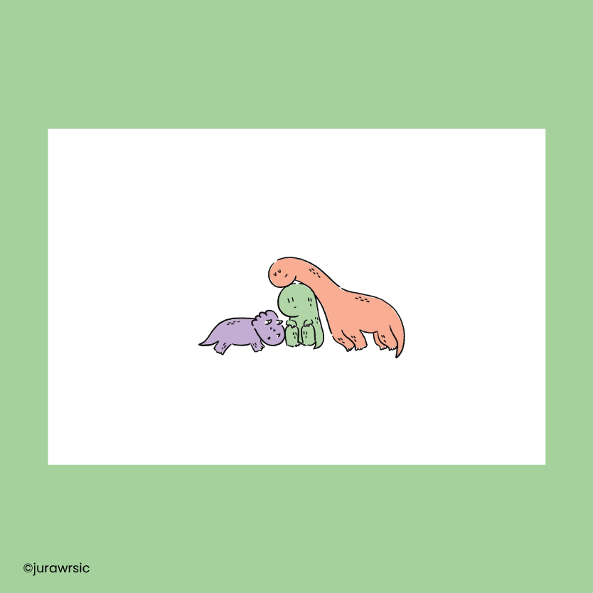 Jurawrsic Rest Together Postcard | Cute Dinosaur Friendship Card