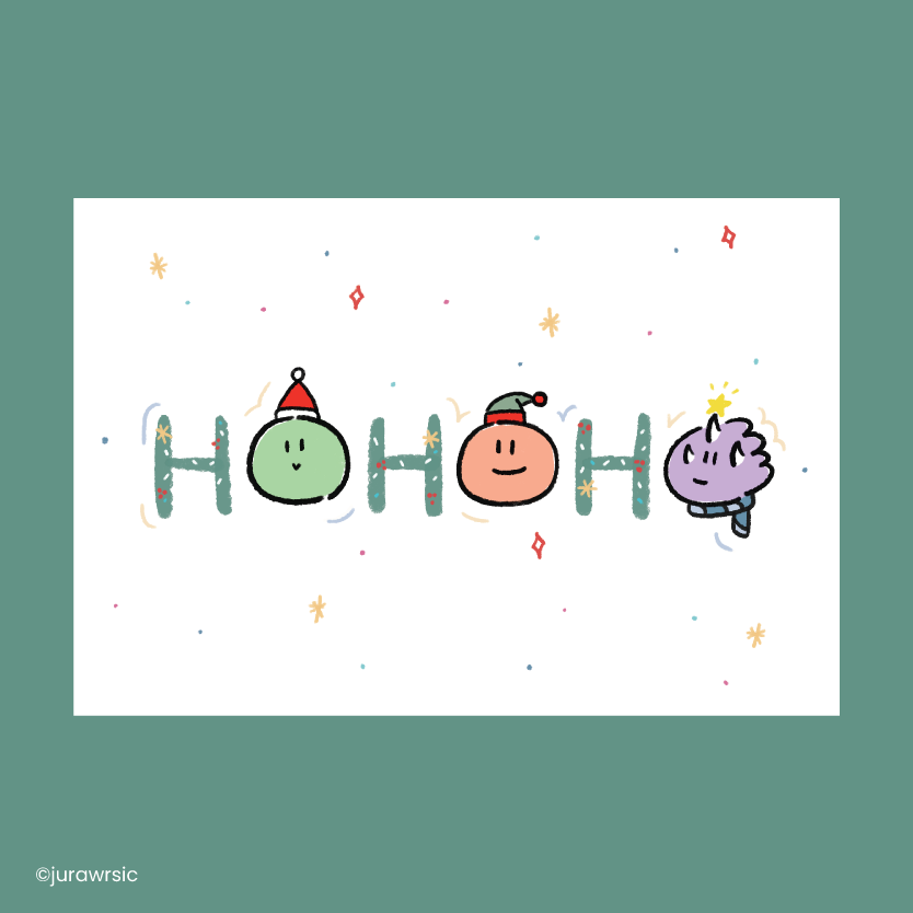 Christmas Dinosaur Postcard – Santa & Reindeer Stamp