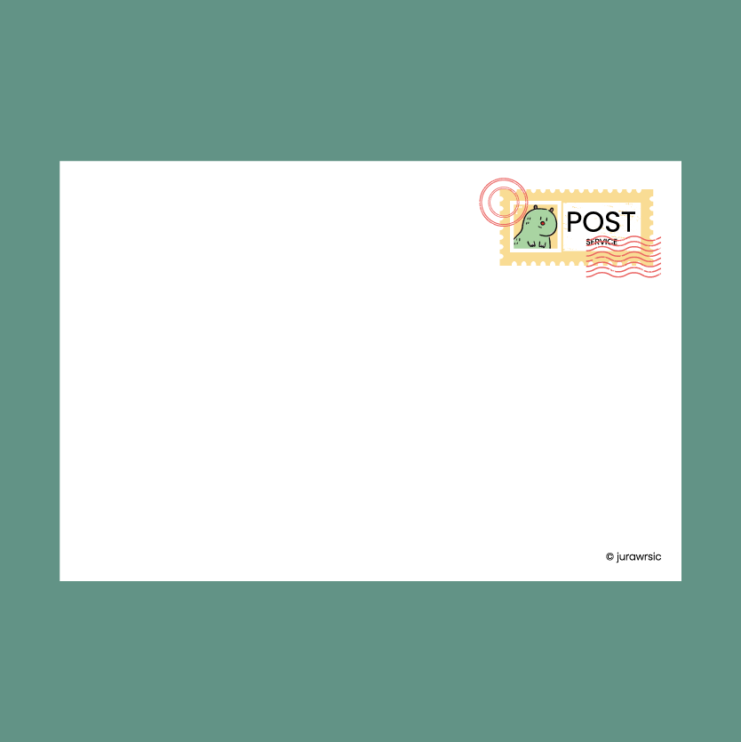 Christmas Dinosaur Postcard – Santa & Reindeer Stamp
