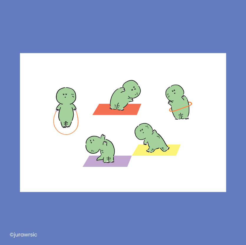 Jurawrsic Gus Self-Care Workout Card | Cute Dinosaur Fitness Postcard