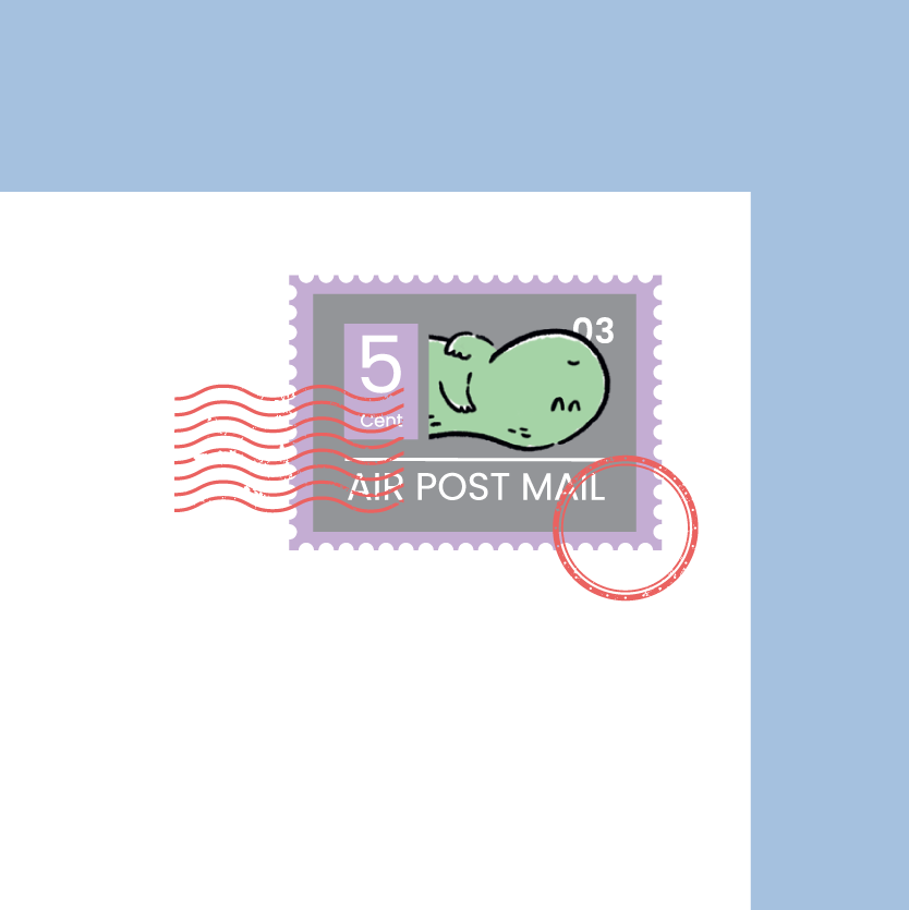 Jurawrsic Sleeping Gus Postcard | Peaceful Dinosaur Cozy Art Card