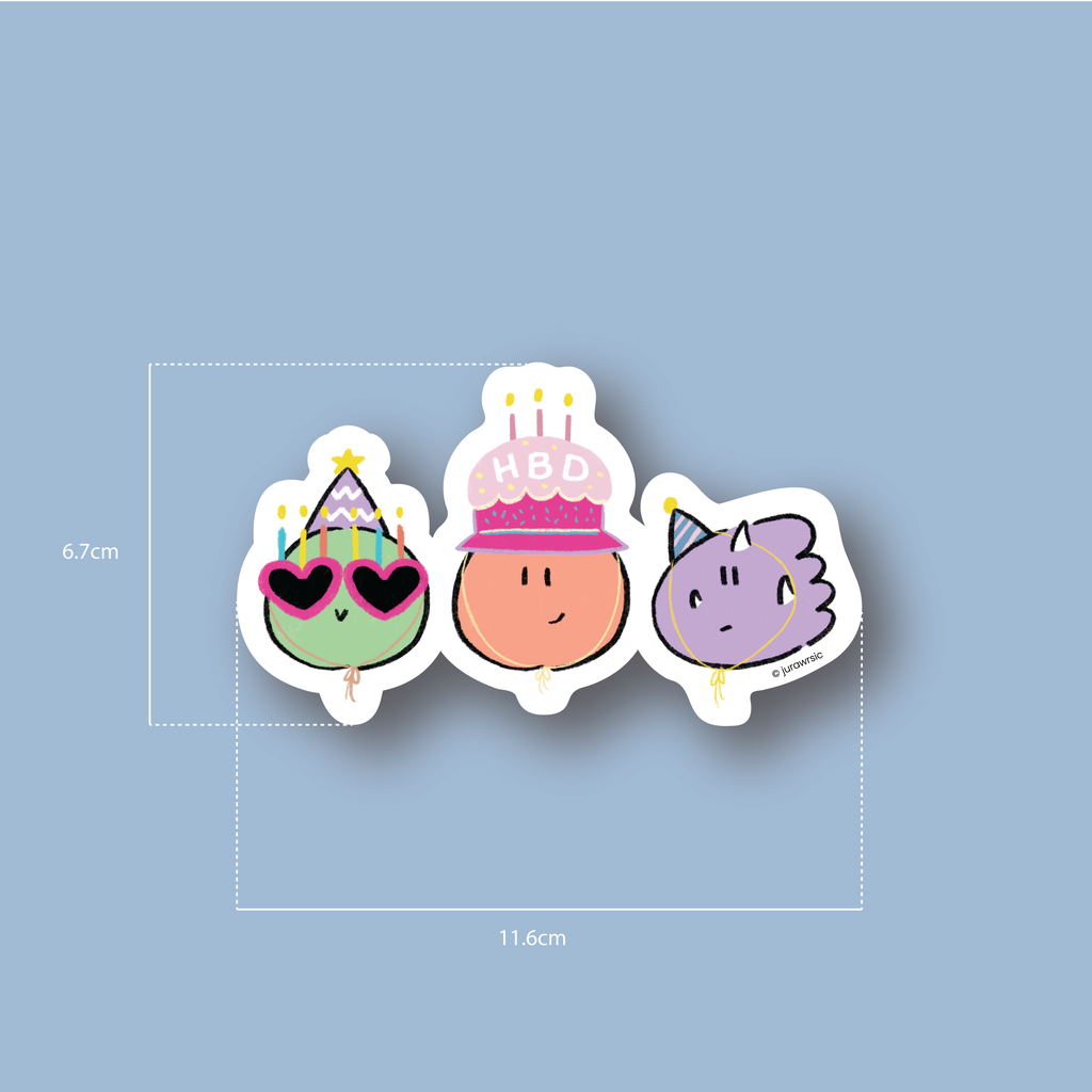 Jurawrsic Birthday Dino Friends Die-Cut Postcard | Party Hat & Cake Design