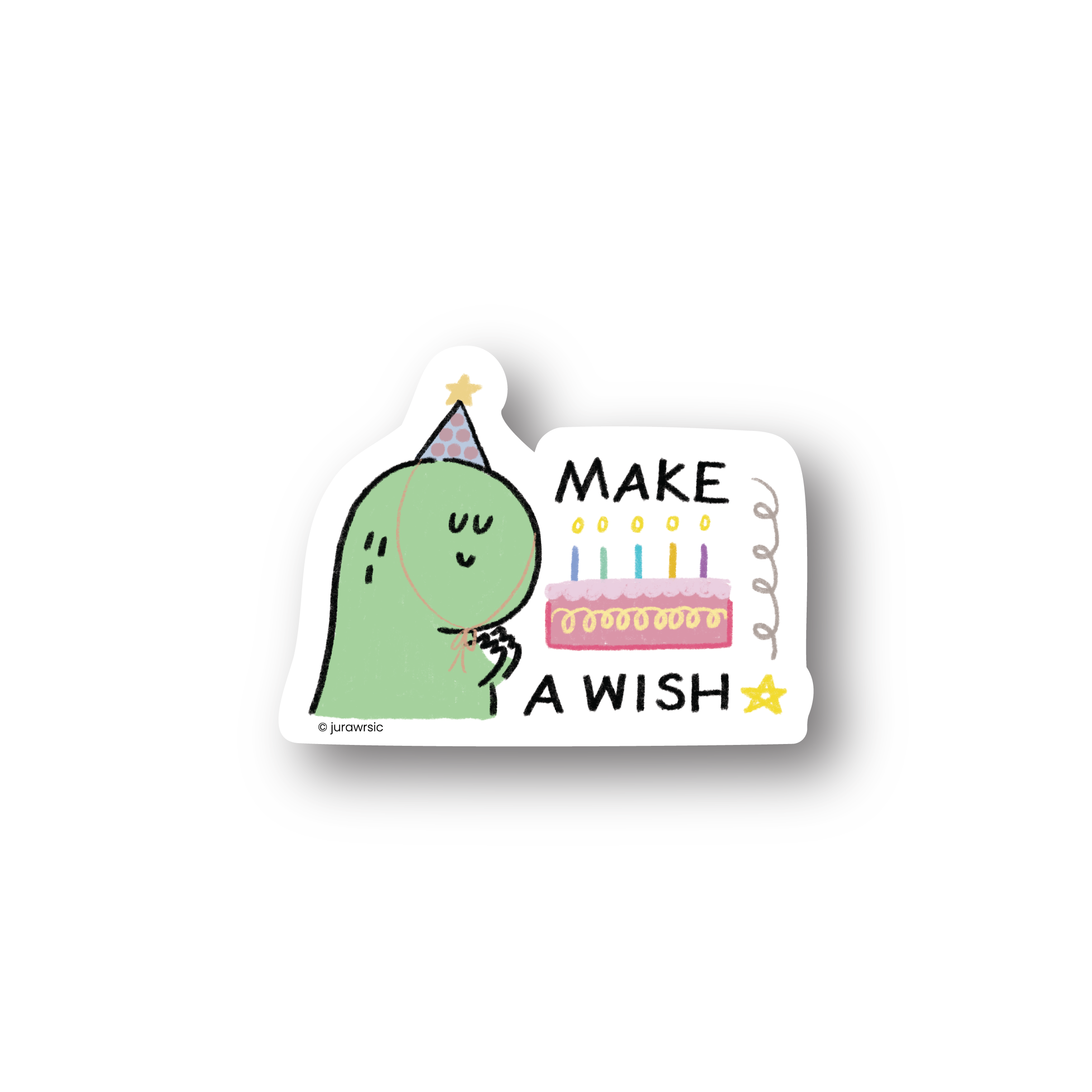 Jurawrsic Gus Make a Wish Card | Die-Cut Birthday Cake Postcard