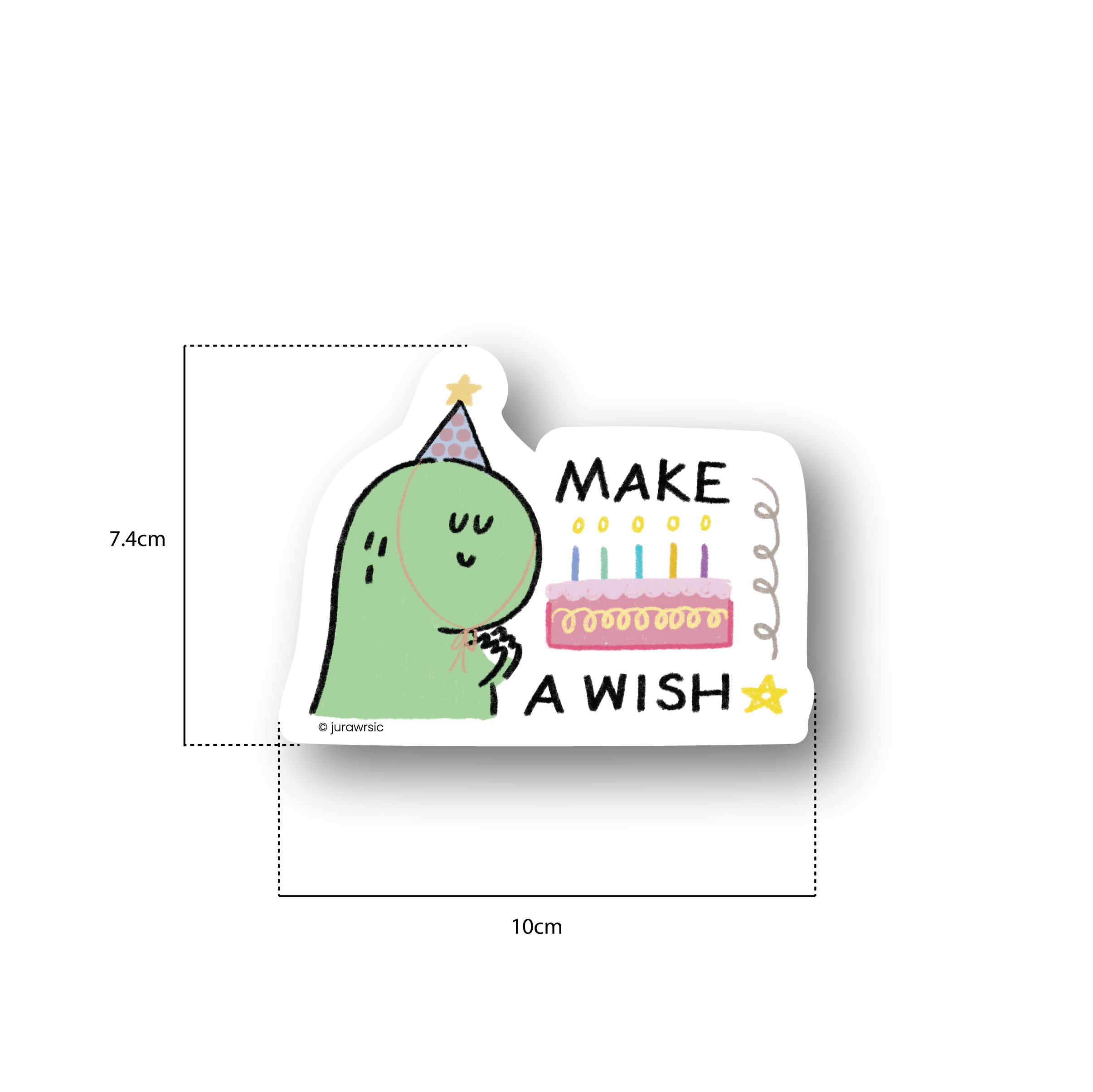 Jurawrsic Gus Make a Wish Card | Die-Cut Birthday Cake Postcard